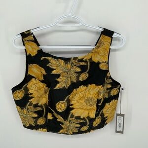 New York & Company Black and Gold Corset Crop top